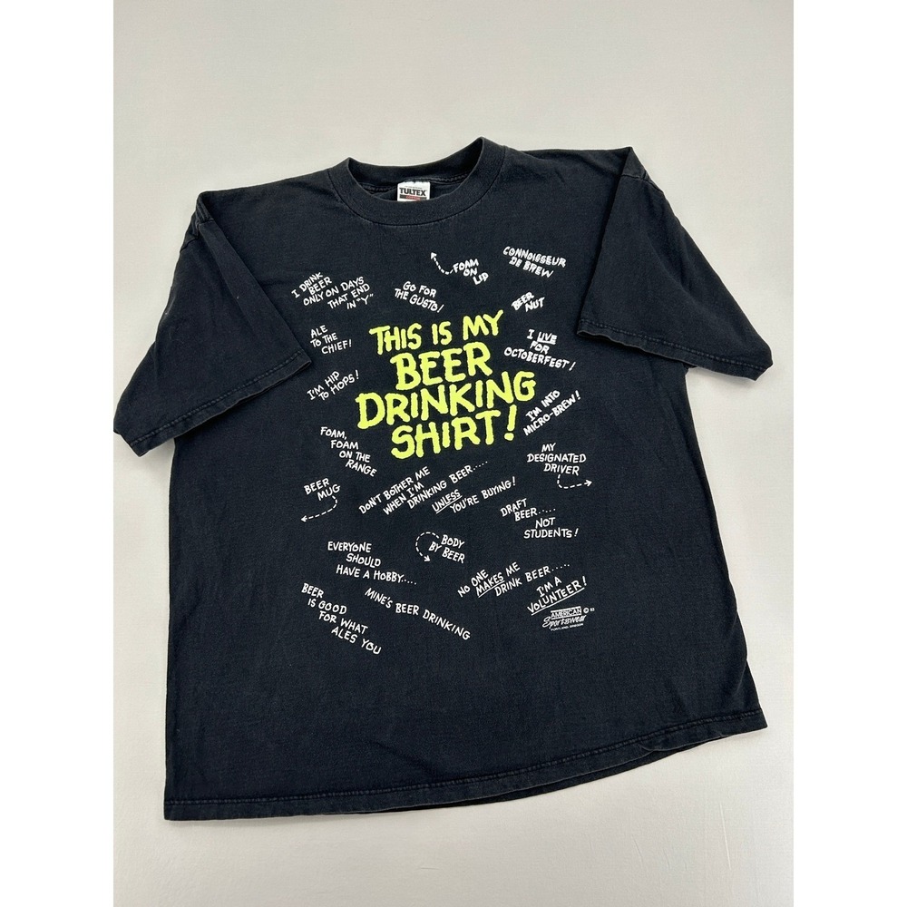 Men's Vintage 1993 Tultex Beer Drinking Graphic Tee Black Sz 2XL